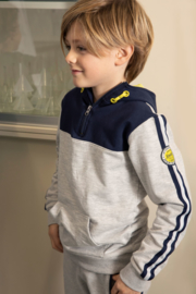 DJ Dutch Jeans-Boys Sweater ls with hood and zipper-Grey melee + navy