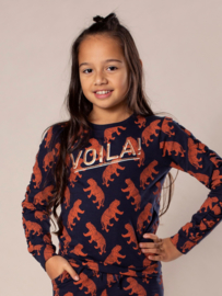 DJ Dutch Jeans-Girls Sweater ls-Navy + rusty brown