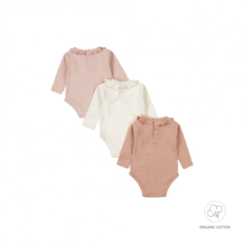 Dirkje-Baby meisjes romper 3-pack ls organic cotton-Meerdere kleuren