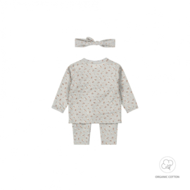 Dirkje-Meisjes 2 pce babypakje ls+haarband-Faded blue