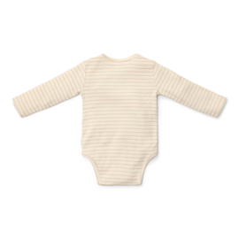 Little Dutch -Romper overslag lange mouw-Soft beige stripe