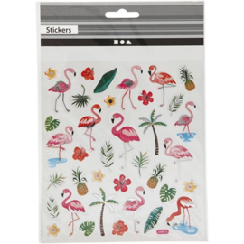 Creotime-Stickers, vel 15x16,5 cm 37 stuk, , Flamingo,  1vel-Multi  Color