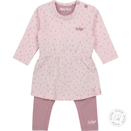 Dirkje-Girls 2 pce Babysuit Bio Cotton-Mauve - Light Pink