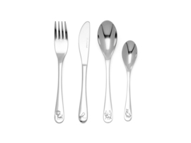 Zilverstad-Kindercouvert 4 dlg huisdieren-rvs-silver