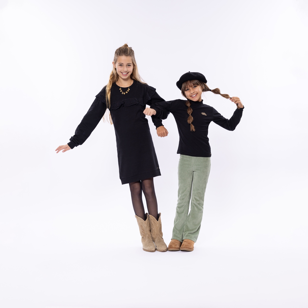 No Way Monday-Meisjes  Jurk Ls.-Zwart