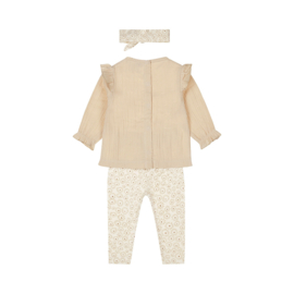 Dirkje-Meisjes 2 pce babypakje ls + haarband-Beige