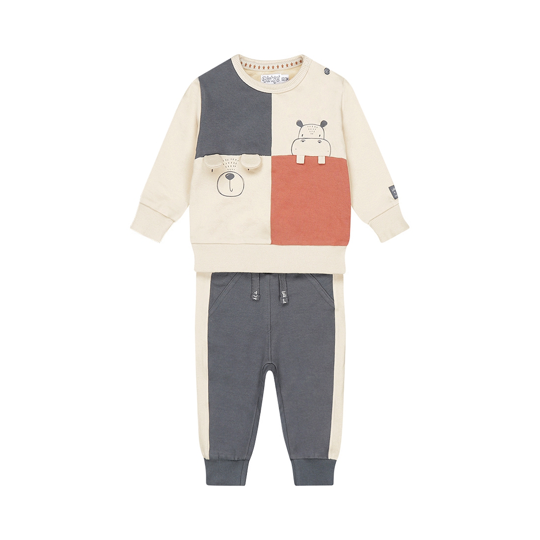 Dirkje-Jongens 2 pce babysuit-Pebble