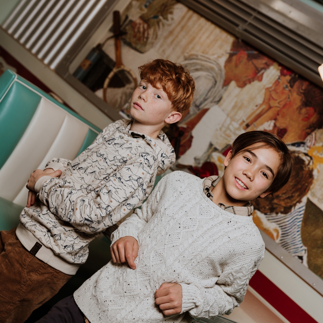 No Way Monday-Jongens Pullover-Light grey