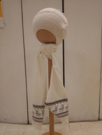 Dirkje-Meisjes 2 dlg set Sjaal en muts- Wit