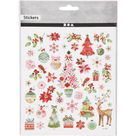 CW-Stickers, vel 15x16,5 cm 42 stuk, ,Romantische Kerst,  1vel-Multi  Color