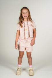 Moodstreet-Meisjes  VALERY roze denim gilet-Roze blos