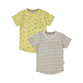Dirkje-Jongens  2delig T-shirt Korte mouw- Licht geel