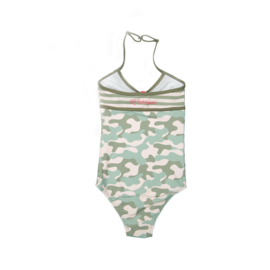 DJ Dutch jeans-Girls Swimsuit - Faded light pink+army green aop