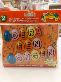 Naam ballonnen -Hoera een jongen-multi color