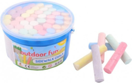 Johntoy-Outdoor Fun stoepktijt 50 stuks in emmer-Multi Color