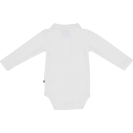 Klein Baby-Meisjes Romper lange mouw met kraag Rib -Gebroken wit