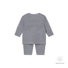 Dirkje-2 pce jongens babypakje organic cotton-Faded Blue