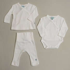 Klein Baby-Broek met omslag-Jaquard-Gebroken wit