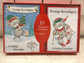 10 Kerstkaarten met enveloppen-2 dessins-CBC-Red