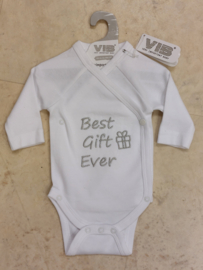 VIB-Romper Best Gift Ever-Wit-Zilver