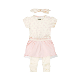 Dirkje-Meisjes 3 pc set, Dress ss, Leggings, Headband-Soft pink