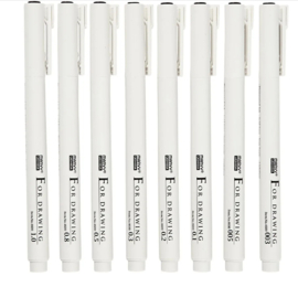 Creotime-Fine Line Drawing Markers-8pcs-waterproof-Black