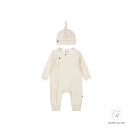 Dirkje-1 pce babypakje met mutsje -organic cotton-Gebroken wit