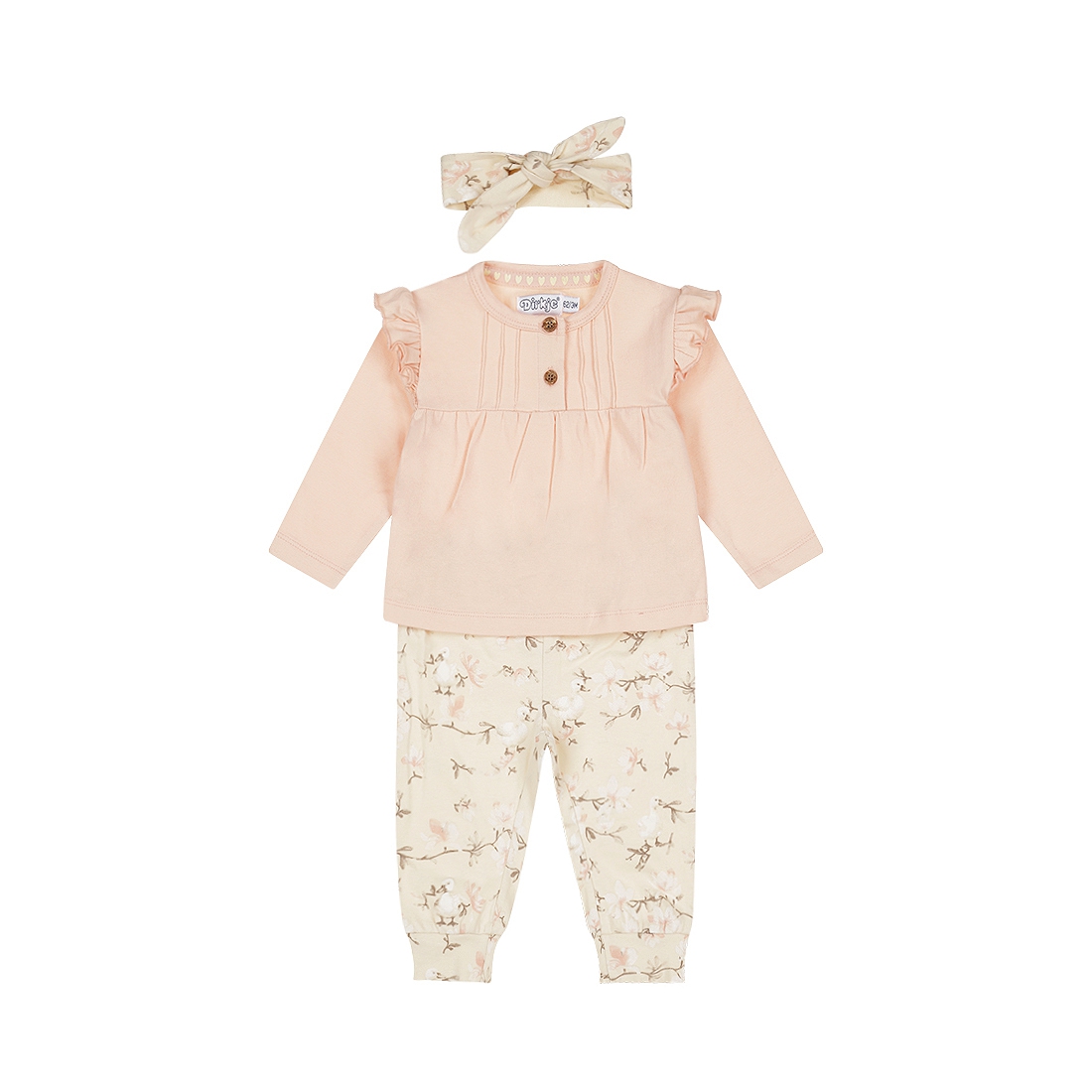 Dirkje-Meisjes 2 pce babypakje ls + hoofdband-Licht roze