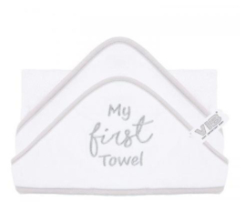 VIB-Badcape VIB-My first towel -Wit-Zilver