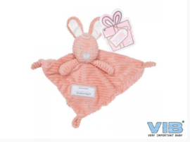 VIB- Pluche knuffeldoekje met konijnenhoofd-Corduroy oud roze