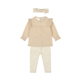 Dirkje-Meisjes 2 pce babypakje ls + haarband-Beige