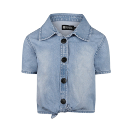 No Way Monday-Meisjes Jeansblouse ss-Blauw