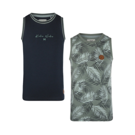 Koko Noko-Jongens T-Shirt-Tanktop 2-pack-Dusty groen