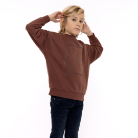 No Way Monday-Jongens Oversized Sweater met ronde hals- Bruin