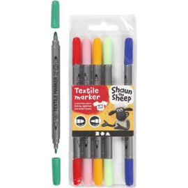 Creotime-ShauntheSheep- textielstiften 6 stuks-Multi Color