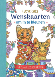 Deltas-Wenskaarten om in te kleuren-I Love Cats- Wit