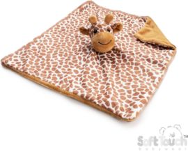 Soft Touch - Knuffeldoekje - Giraffe - Giraf - 36 Cm - Polyester - Gebroken wit met bruine spots