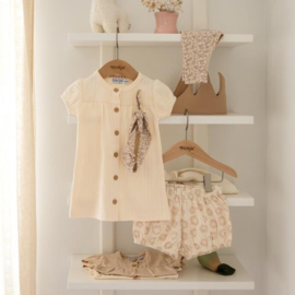 Dirkje-Meisjes 2 pce babypakje ss+haarband-Beige
