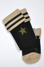 Lovestation22-Meisjes Starry sokken -Zwart-Goud-Kaki
