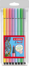 Stabilo pen 68 pastel etui- Viltstiften-C.W.-Multicolor