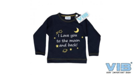 V.I.B.-Jongens t-shirt Navy I Love you to the moon and back! -Navy-wit