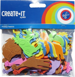 Create it- C.W.-Foam stickers dieren 64 stuks-Meerdere kleuren