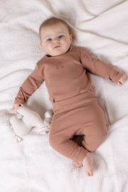 Petite Maison-Kokai rib jersey t-shirt with chest print-Caramel