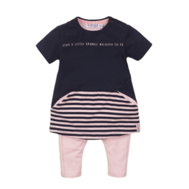 Dirkje-Baby Girls  2 pce babysuit dress -Light pink + navy