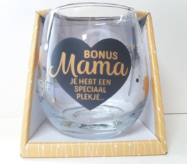 Miko-Wijn- waterglas Bonus mama je hebt een speciaal plekje-Moederdag