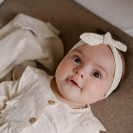 Dirkje-Baby meisjes jurk ls + haarband organic cotton- Gebroken wit