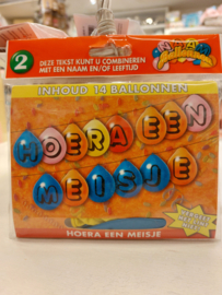 Naam ballonnen -Hoera een meisje-multi color