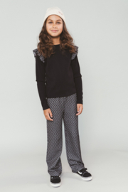 Moodstreet-Meisjes BELLE jacquard trousers-Zwart