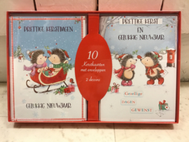 10 Kerstkaarten met enveloppen-2 dessins-CBC-Red