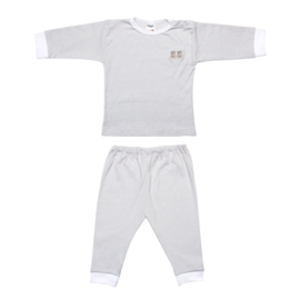 Beeren pyjama baby grijs streepje met borduur-Grijs